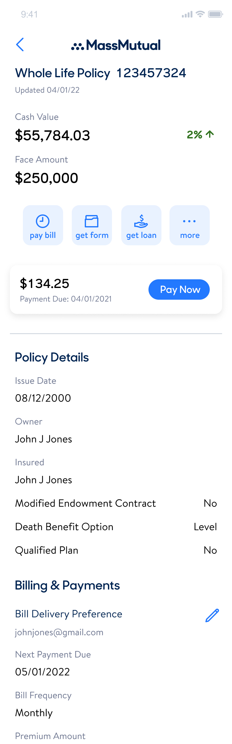 Home Policies PayBill Detail
